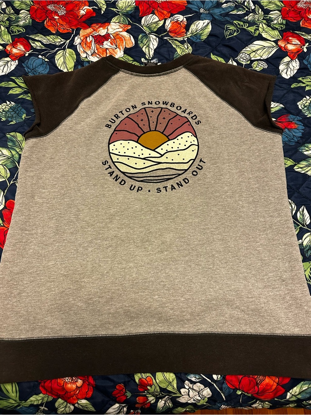 Burton Gray and Blue Raglan Sweatshirt with Sunrise Graphic
